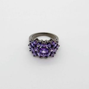 New Women's Black Gold Amethyst AAA Cubic Zirconia